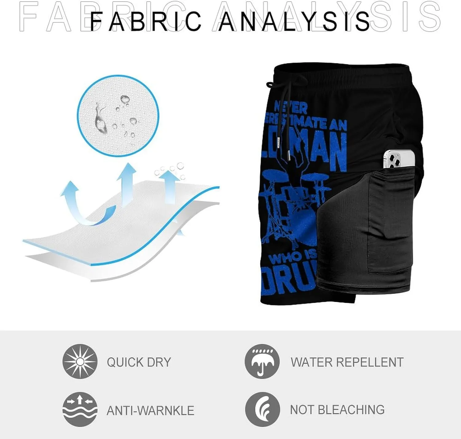 Old Man Drummer Quick Dry Mens Swim Trunks Swimming Beach Board Shorts with Pockets Workout Gym
