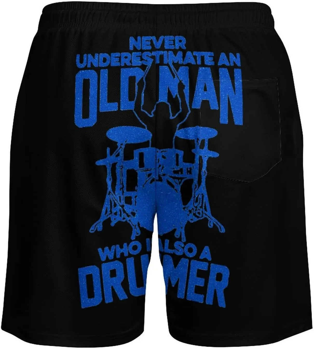 Old Man Drummer Quick Dry Mens Swim Trunks Swimming Beach Board Shorts with Pockets Workout Gym