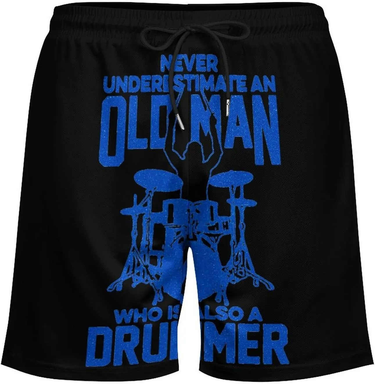 Old Man Drummer Quick Dry Mens Swim Trunks Swimming Beach Board Shorts with Pockets Workout Gym