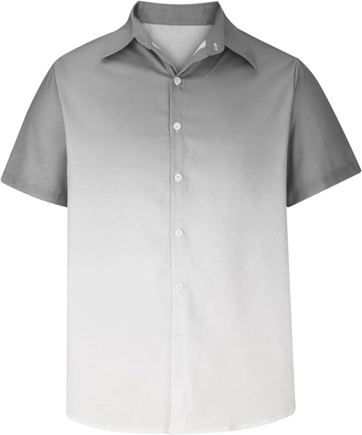 Ombre Beach Shirt for Men Linen Short Sleeve Lapel Dress Casual Vacation T-Shirt Tops Beach Button up Hawaiian Shirt