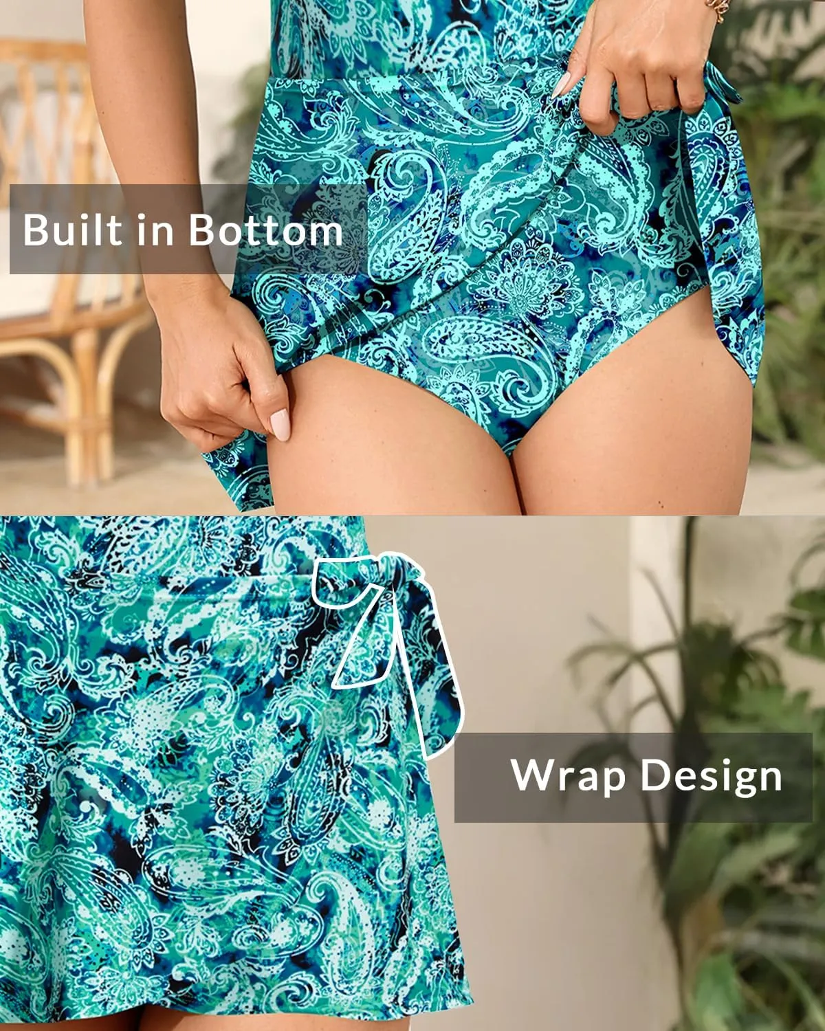 One Piece Swimdress for Women - Tummy Control Swimsuit with Skirt 2025 Wrap Tie Side Bathing Suit Dress