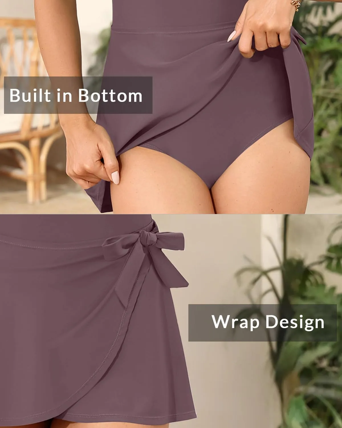 One Piece Swimdress for Women - Tummy Control Swimsuit with Skirt 2025 Wrap Tie Side Bathing Suit Dress