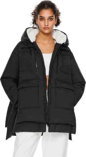 Orolay Women's Hooded Down Jacket Winter Puffer Jacket Water-Resistant Zippered Down Coat with Hem Slit