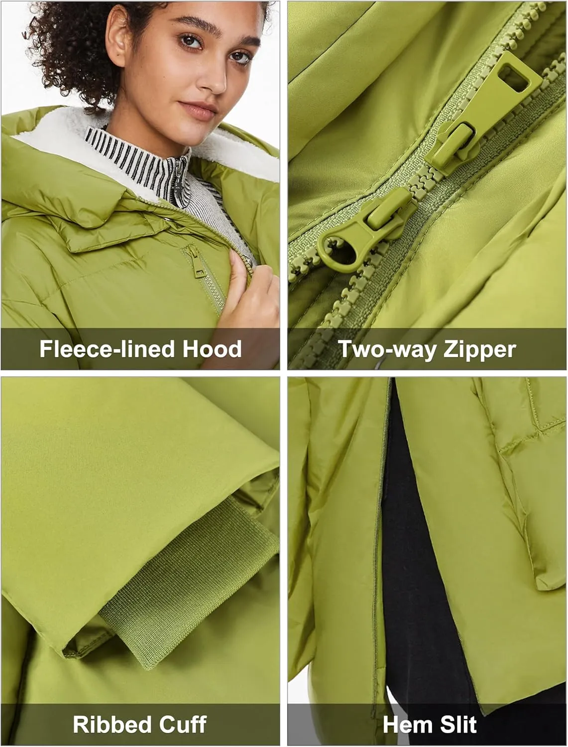 Orolay Women's Hooded Down Jacket Winter Puffer Jacket Water-Resistant Zippered Down Coat with Hem Slit