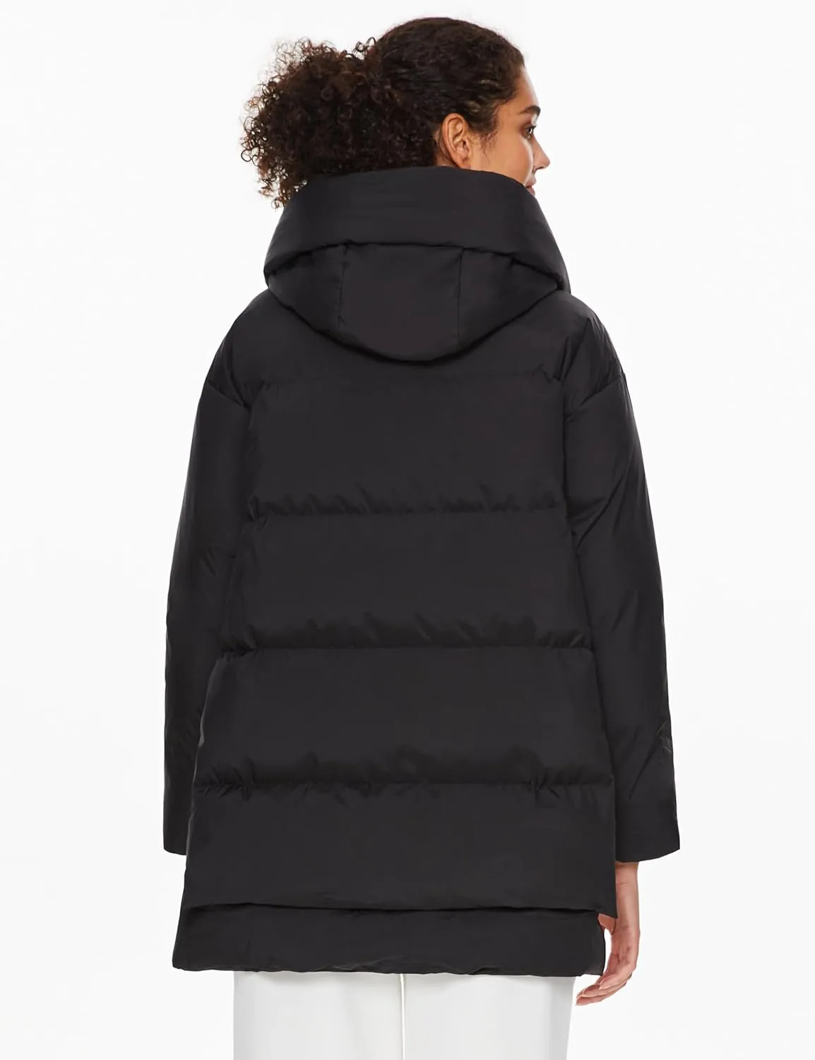 Orolay Women's Hooded Down Jacket Winter Puffer Jacket Water-Resistant Zippered Down Coat with Hem Slit