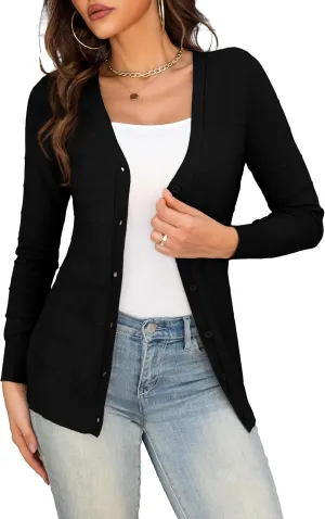 Othyroce Women's Cardigan V Neck Button Down Long Sleeve Knit Open Front Sweater Cropped Cardigans