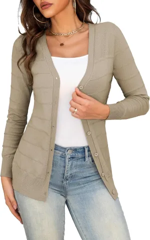 Othyroce Women's Cardigan V Neck Button Down Long Sleeve Knit Open Front Sweater Cropped Cardigans
