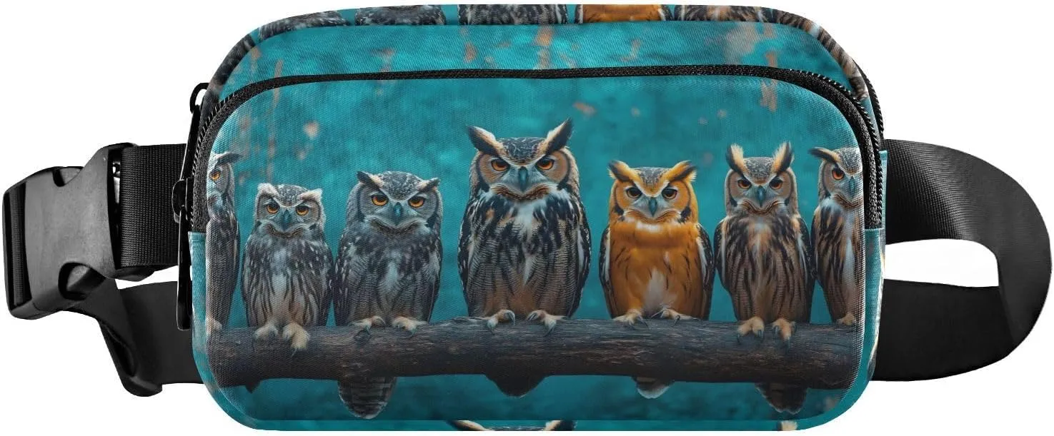 Owl Pack Fanny Pack Water Resistant, Women Men Waist Pack Sling Bag Purse for Travel Hiking