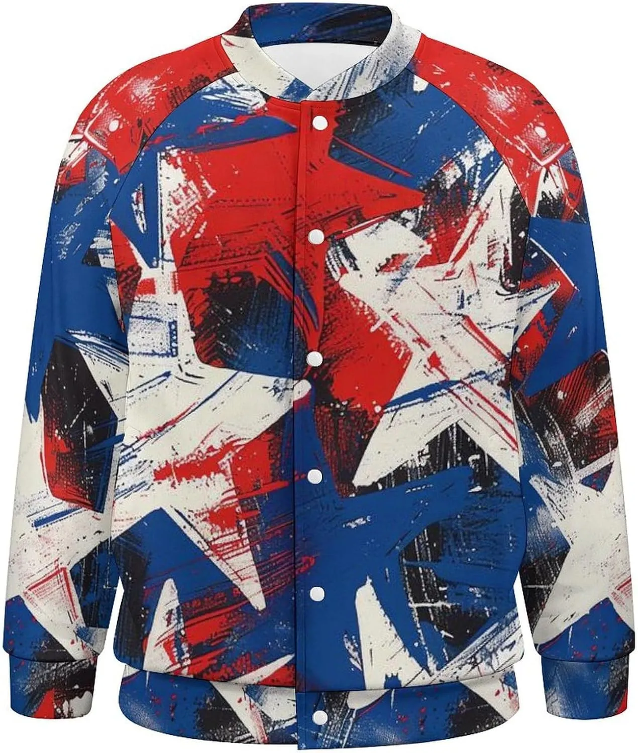 Paint U.S.A. Red White Blue Star Lightweight Men's Baseball Jackets Relaxed Fit Varsity Bomber Jacket Windbreaker Coat