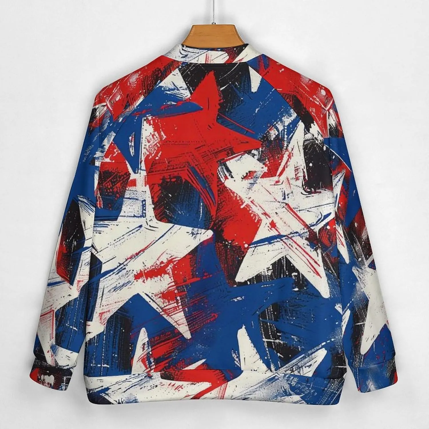 Paint U.S.A. Red White Blue Star Lightweight Men's Baseball Jackets Relaxed Fit Varsity Bomber Jacket Windbreaker Coat