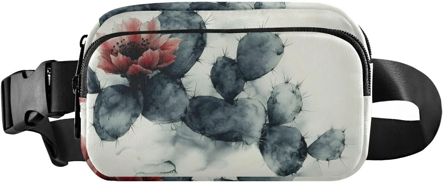 Painting Cactus Fanny Pack Water Resistant, Women Men Waist Pack Sling Bag Purse for Travel Hiking