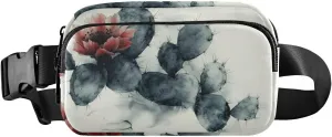 Painting Cactus Fanny Pack Water Resistant, Women Men Waist Pack Sling Bag Purse for Travel Hiking