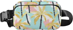 Palm Tree Fanny Pack Water Resistant, Women Men Waist Pack Sling Bag Purse for Travel Hiking
