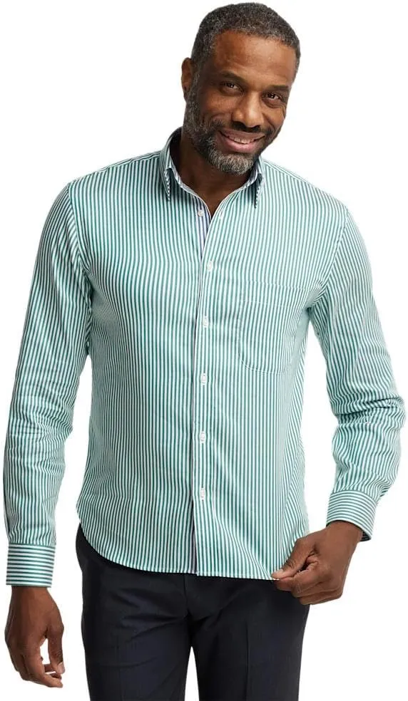 Paul Fredrick Men's Classic Fit Cotton Stripe Casual Shirt