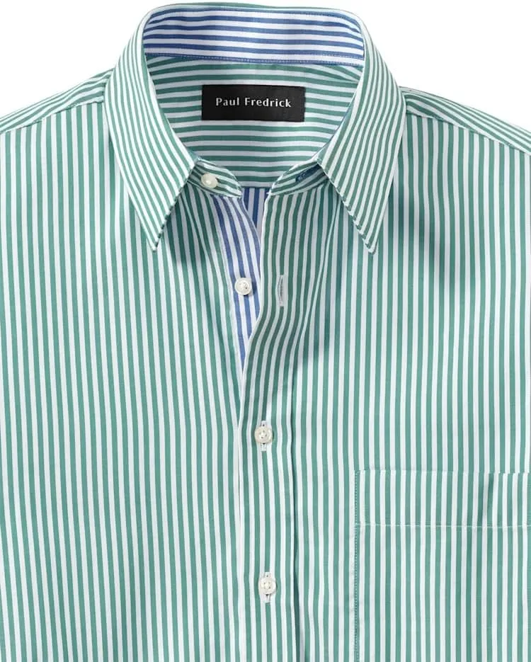 Paul Fredrick Men's Classic Fit Cotton Stripe Casual Shirt