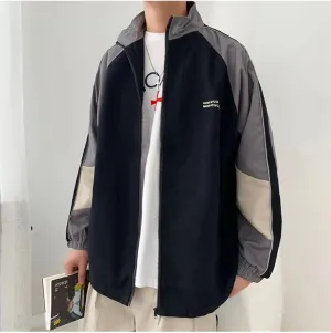 Pbkabiug Hip Hop Varsity Jacket Men Women Patchwork Color Block Windbreaker Coats Mens Fashion Loose Thin College Jackets