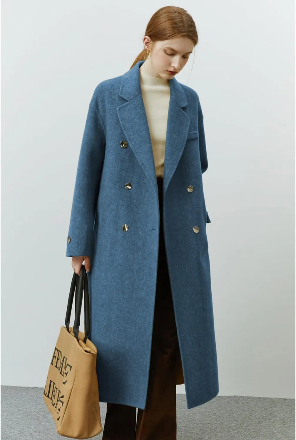 Peaceglad Womens Pea Coats Fall Long Trench Coat Double Breasted Lapel Belted Peacoat