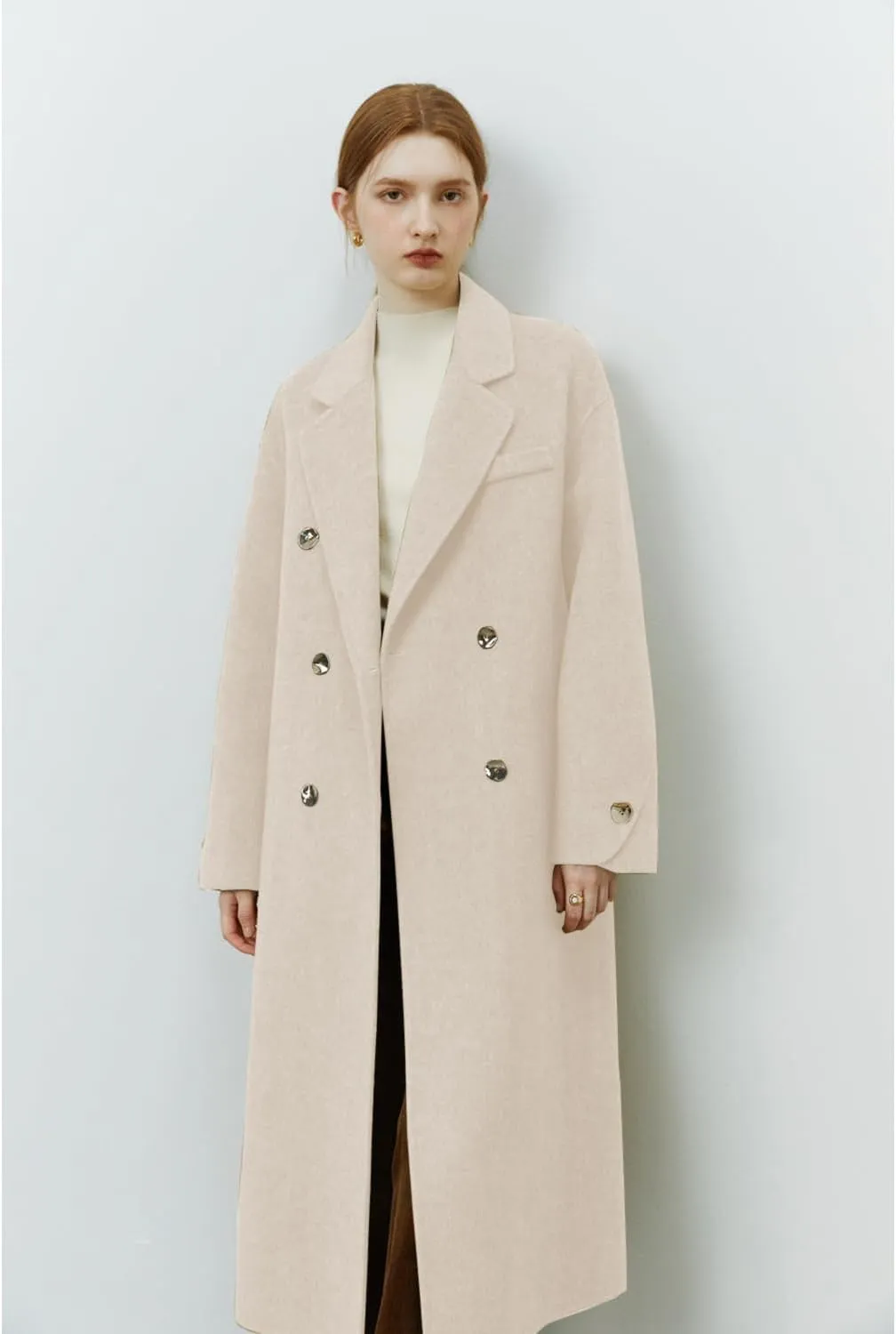 Peaceglad Womens Pea Coats Fall Long Trench Coat Double Breasted Lapel Belted Peacoat