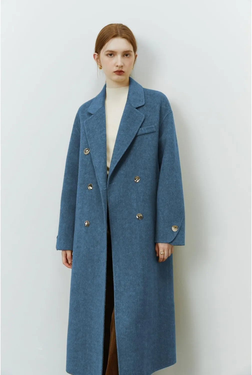 Peaceglad Womens Pea Coats Fall Long Trench Coat Double Breasted Lapel Belted Peacoat
