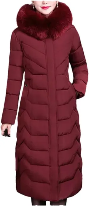 Pegsmio Down Cotton Padded Coat For Women Long Hooded Collar Parkas Middle-Aged Elderly Mother Winter Jacket