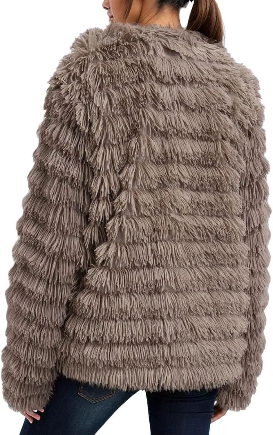 PeQAQ Women's 2023 Winter Overcoats Trendy Casual Fuzzy Jackets Fashion Open Front Cardigan Long/Short Shaggy Coat Outerwear