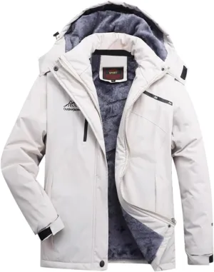 PeQAQ Womens Fleece Waterproof Rain Jacket Winter Warm Hooded Windbreaker Jackets Active Outdoor Raincoat Fashion Trench Coat