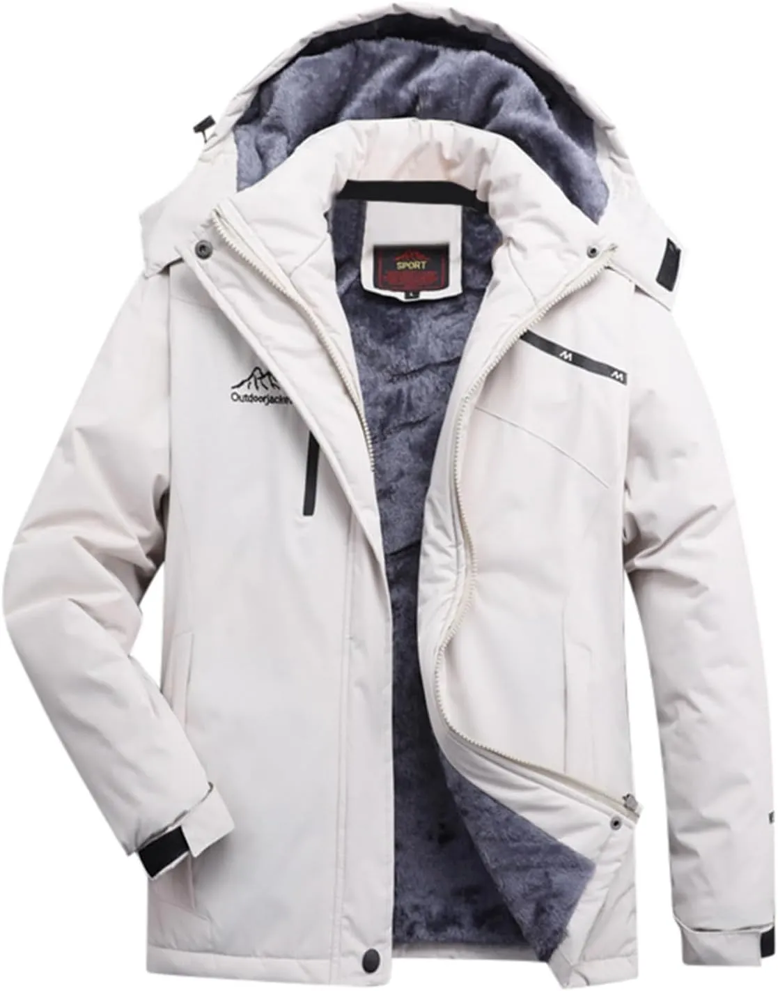 PeQAQ Womens Fleece Waterproof Rain Jacket Winter Warm Hooded Windbreaker Jackets Active Outdoor Raincoat Fashion Trench Coat