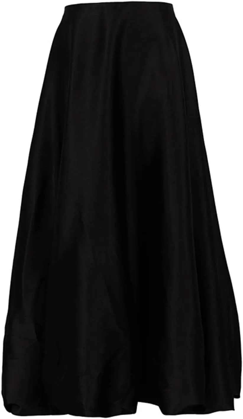 Perbai Women's High Waisted A Line Flare Satin Midi Skirt Balloon Party Skirt