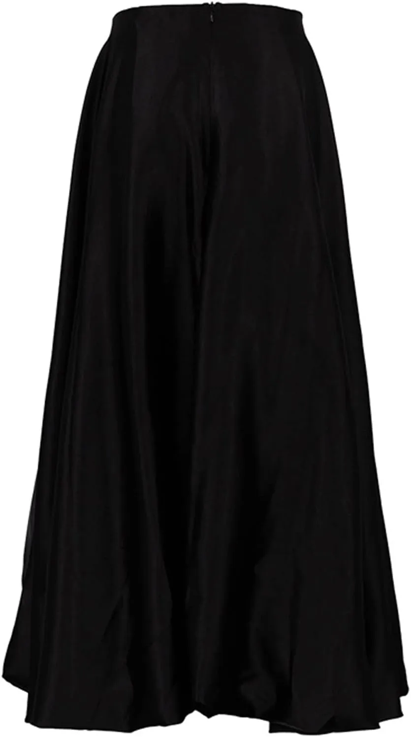 Perbai Women's High Waisted A Line Flare Satin Midi Skirt Balloon Party Skirt
