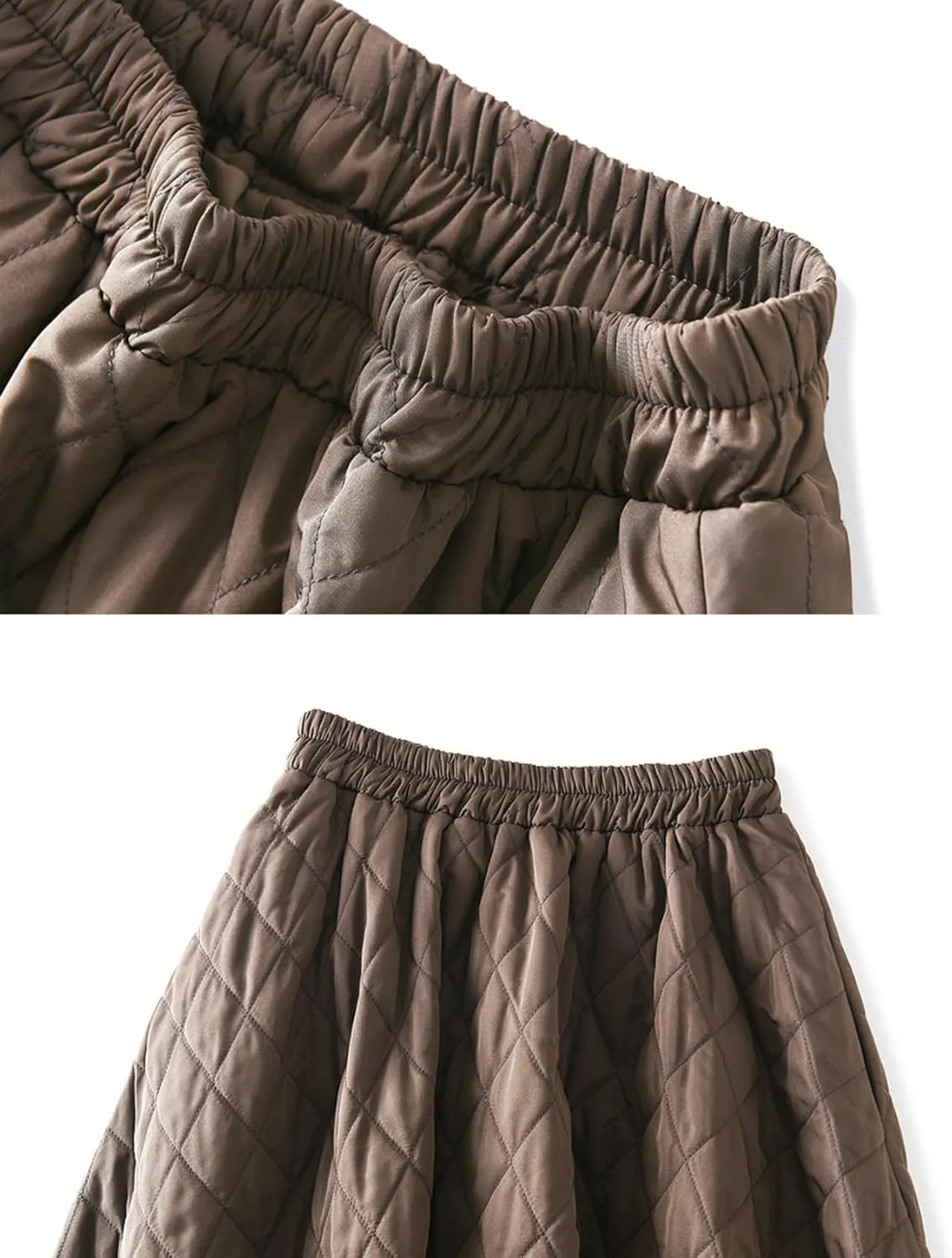 Perbai Women's Insulated Long Winter Skirt High Waisted A Line Pleated Flowy Quilted Puffer Skirts