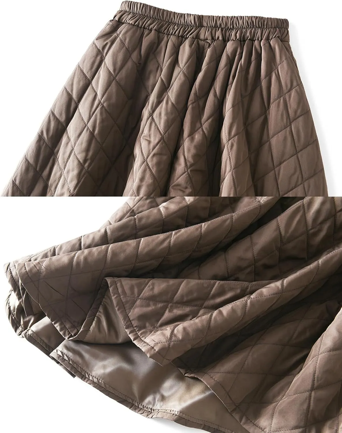 Perbai Women's Insulated Long Winter Skirt High Waisted A Line Pleated Flowy Quilted Puffer Skirts