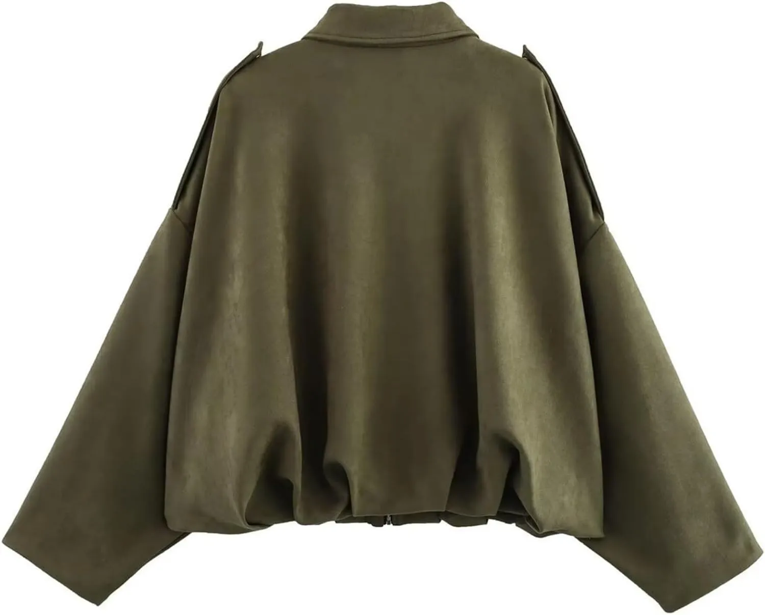 Perbai Women's Vintage Faux Suede Crop Jacket Casual Oversized Long Sleeve Zip Up Bomber Leather Coat