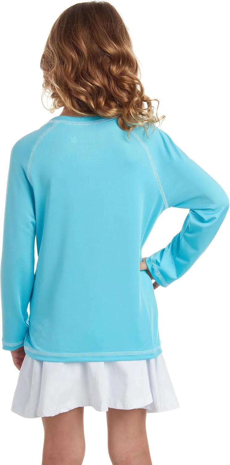 Pink Platinum Girls Rash Guard - UPF 50  Long Sleeve Quick Dry Swimwear and Sun Protection Swim Shirts for Girls (Size: 4-16)