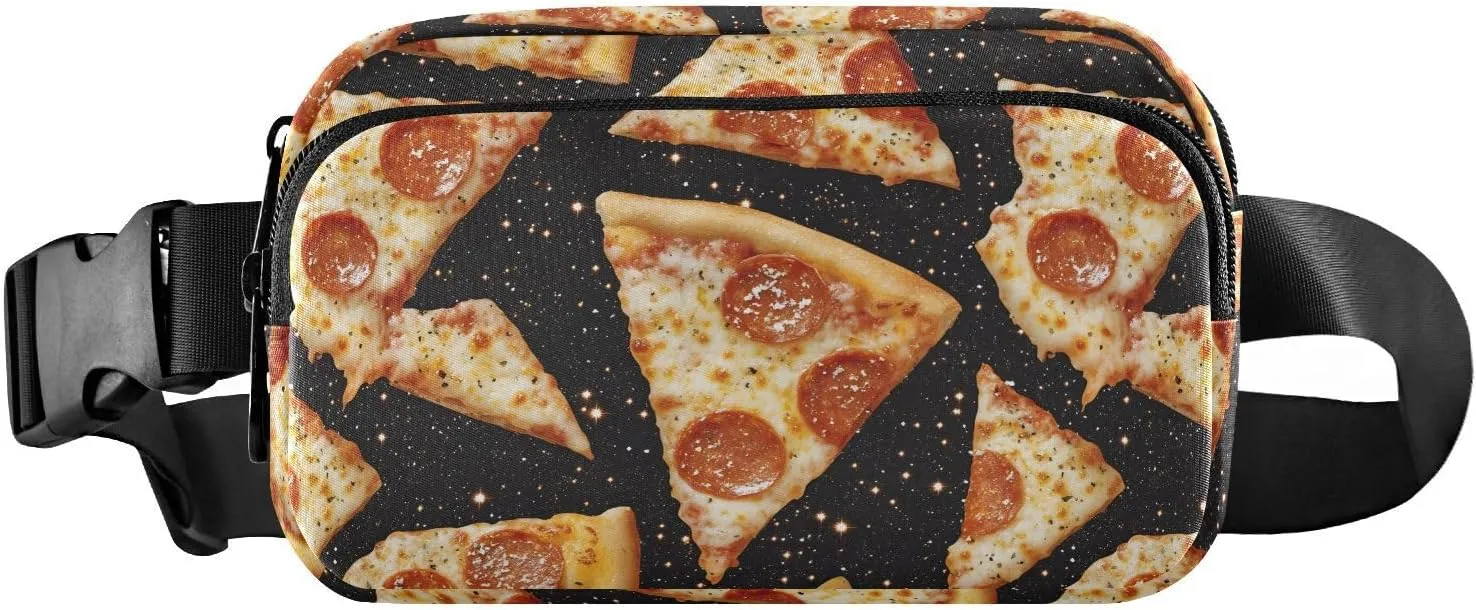 Pizza Pattern Fanny Pack Water Resistant, Women Men Waist Pack Sling Bag Purse for Travel Hiking