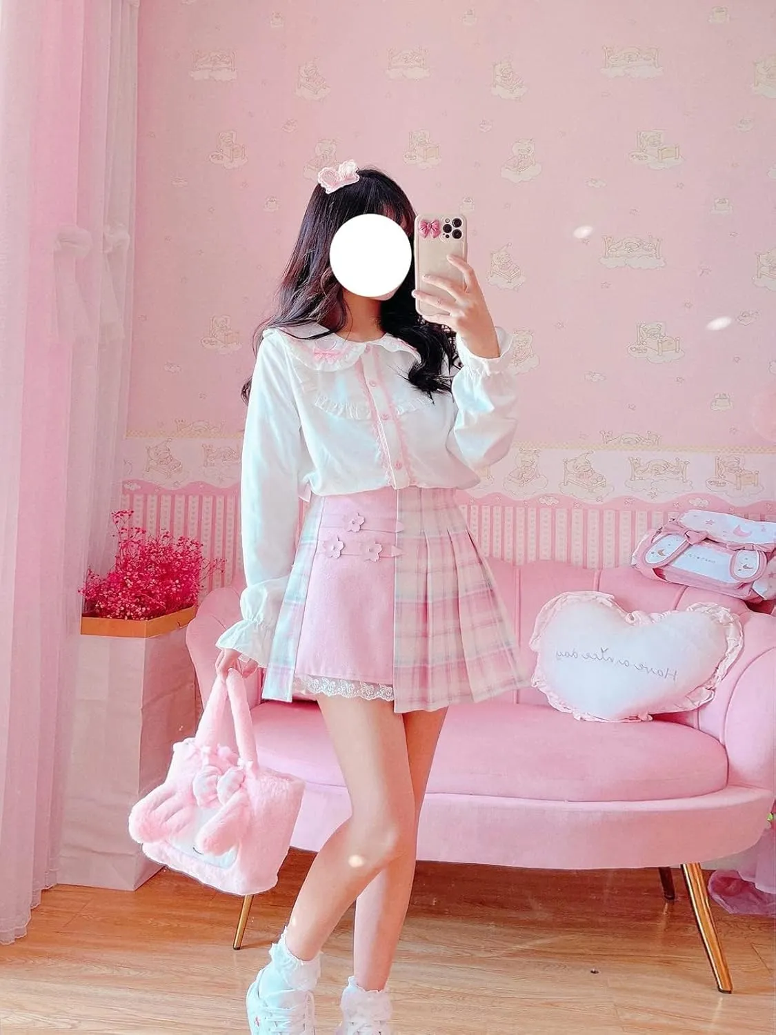 Plaid Pleated Mini Skirt Women Skorts High Waisted Tennis Skater Lolita Cute A-Line Short Skirts for Teen Girls