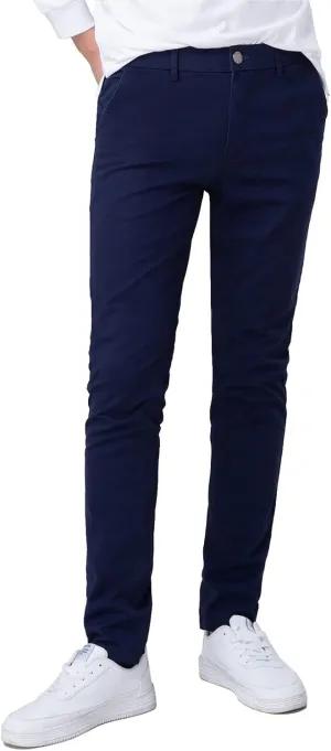 Plaid&Plain Men??s Skinny Khaki Pants Skinny Fit Chinos