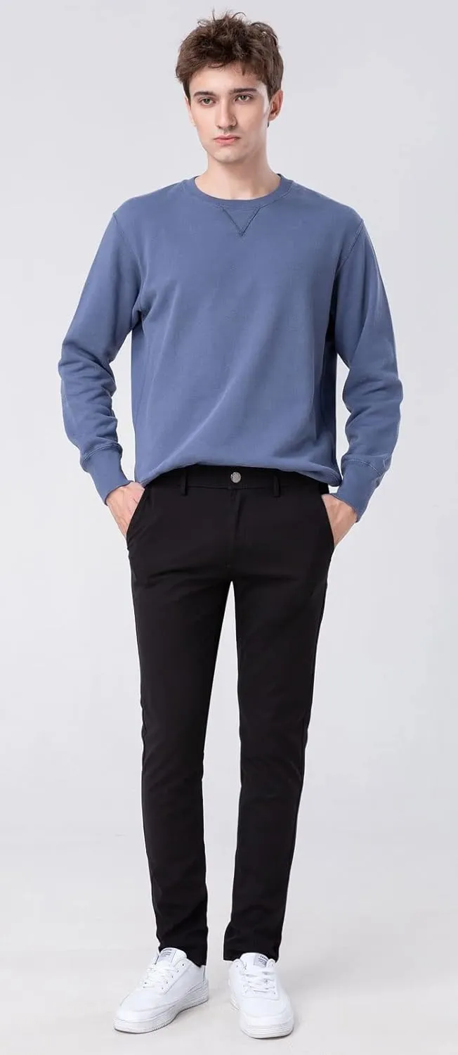 Plaid&Plain Men??s Skinny Khaki Pants Skinny Fit Chinos