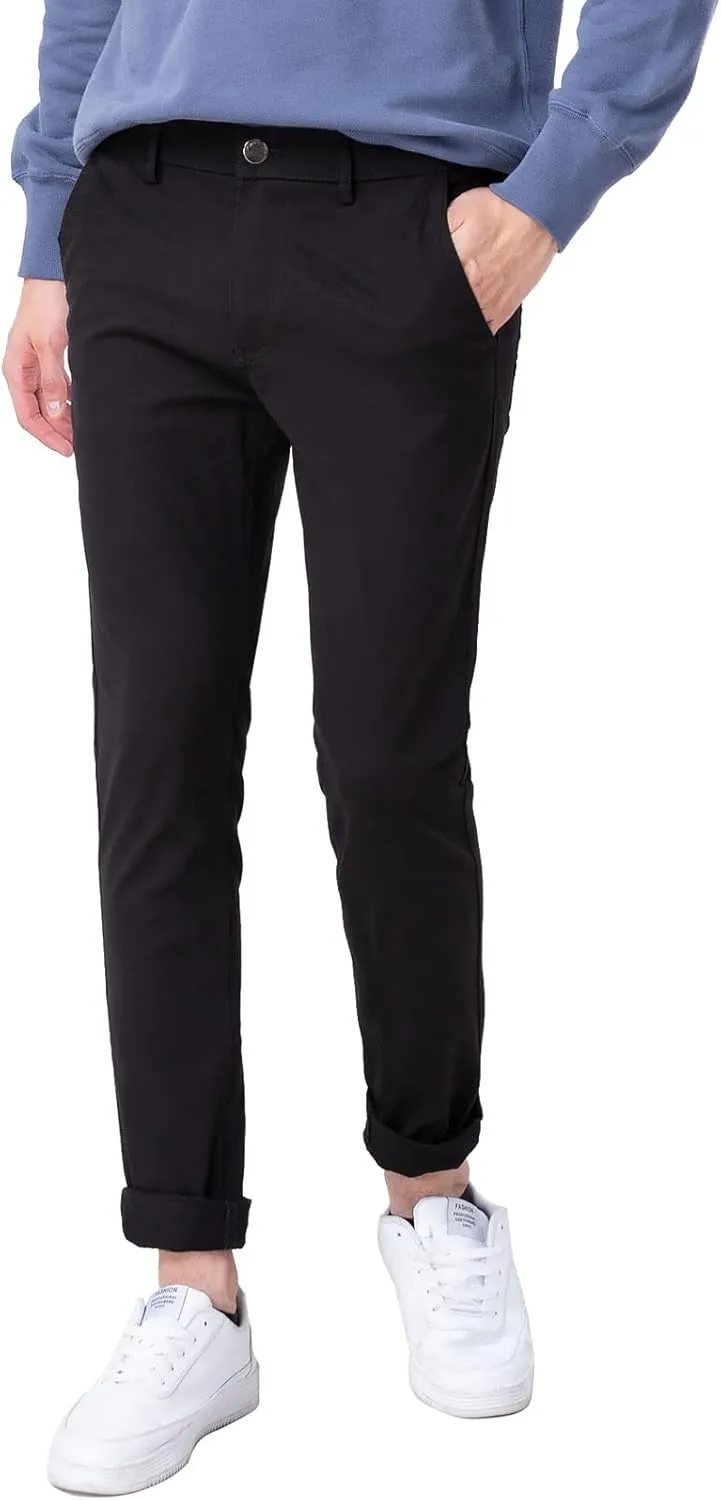 Plaid&Plain Men??s Skinny Khaki Pants Skinny Fit Chinos
