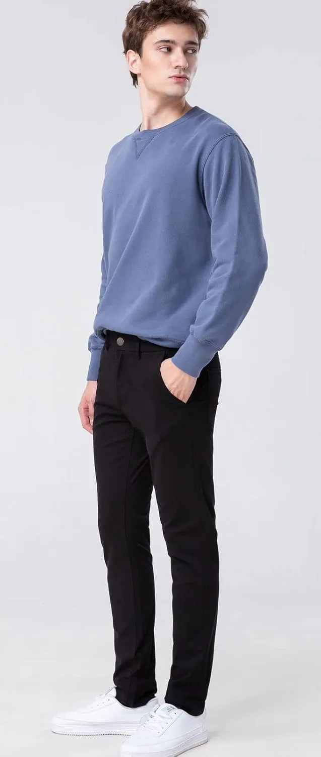 Plaid&Plain Men??s Skinny Khaki Pants Skinny Fit Chinos