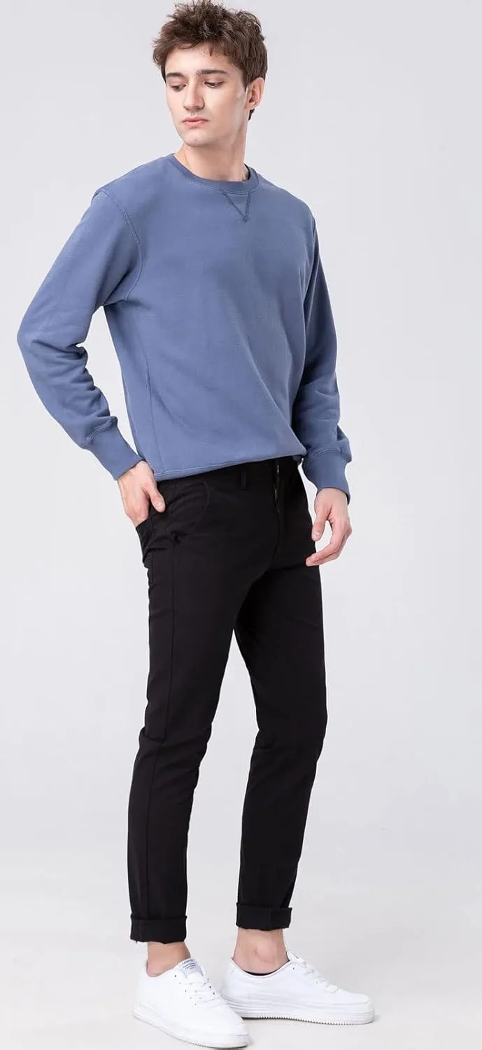 Plaid&Plain Men??s Skinny Khaki Pants Skinny Fit Chinos