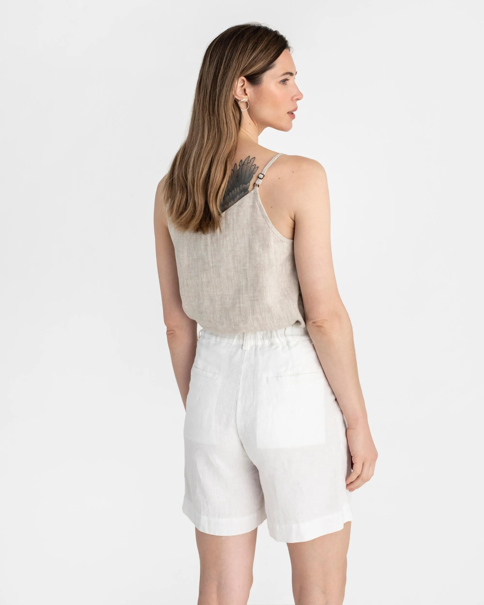 Pleated linen shorts BAGAN in White