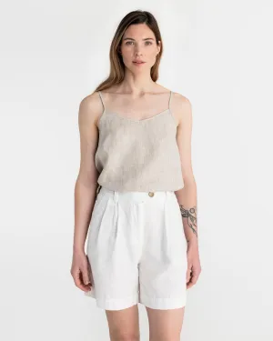 Pleated linen shorts BAGAN in White