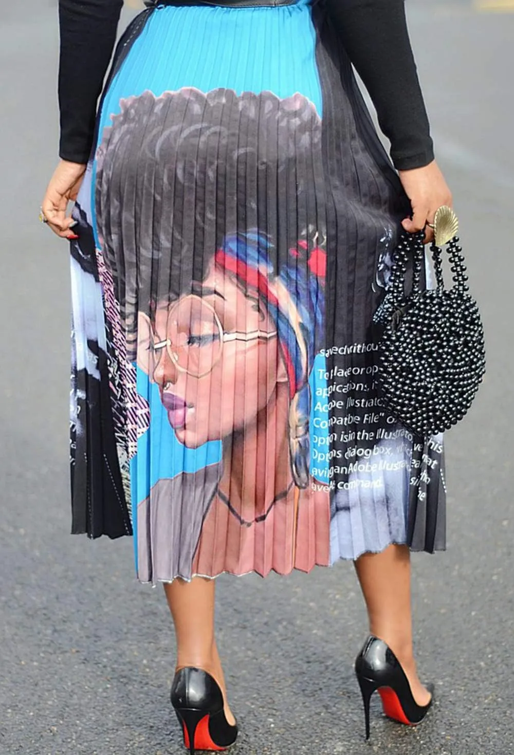 Pleated Skirt for Women Fashion Cartoon Print A-Line Skirt Vintage Skirts