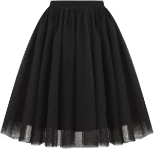 Plus Size Skater Skirt Waist Pleated Mesh Skirt Soft Drape Mid Length Skirt Large Size A Line Skirt Skirt Leg