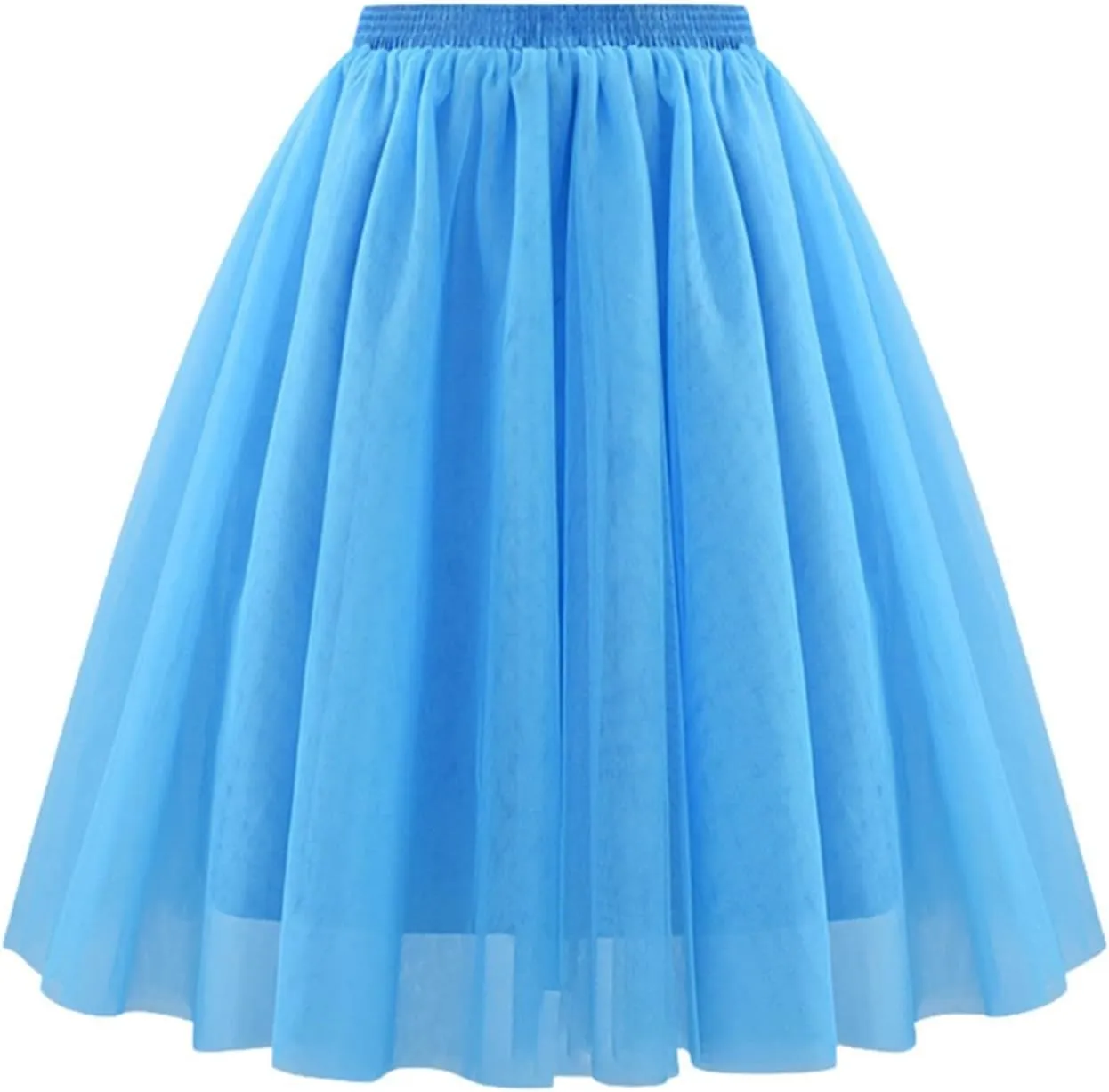 Plus Size Skater Skirt Waist Pleated Mesh Skirt Soft Drape Mid Length Skirt Large Size A Line Skirt Skirt Leg