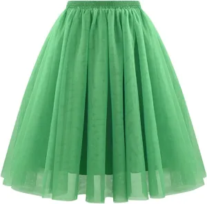 Plus Size Skater Skirt Waist Pleated Mesh Skirt Soft Drape Mid Length Skirt Large Size A Line Skirt Skirt Leg