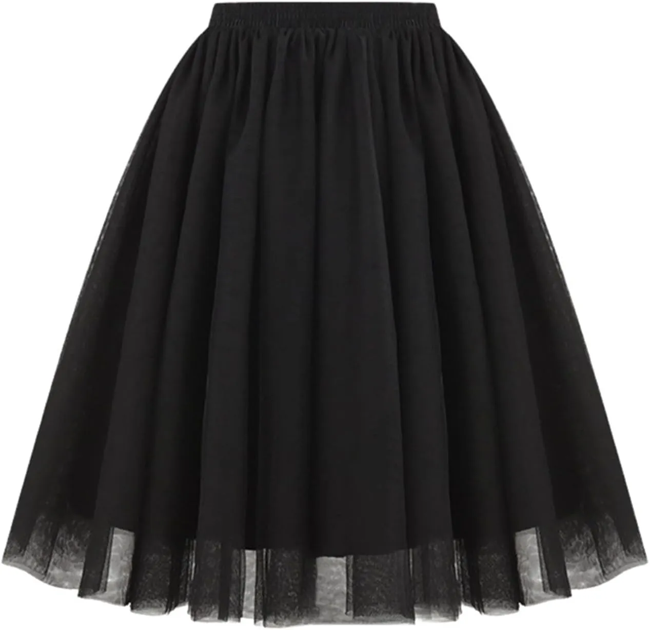 Plus Size Skater Skirt Waist Pleated Mesh Skirt Soft Drape Mid Length Skirt Large Size A Line Skirt Skirt Leg
