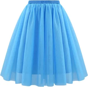 Plus Size Skater Skirt Waist Pleated Mesh Skirt Soft Drape Mid Length Skirt Large Size A Line Skirt Skirt Leg