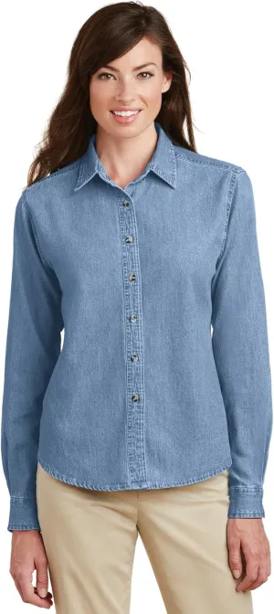 Port & Company Women's Long Sleeve Value Denim Shirt