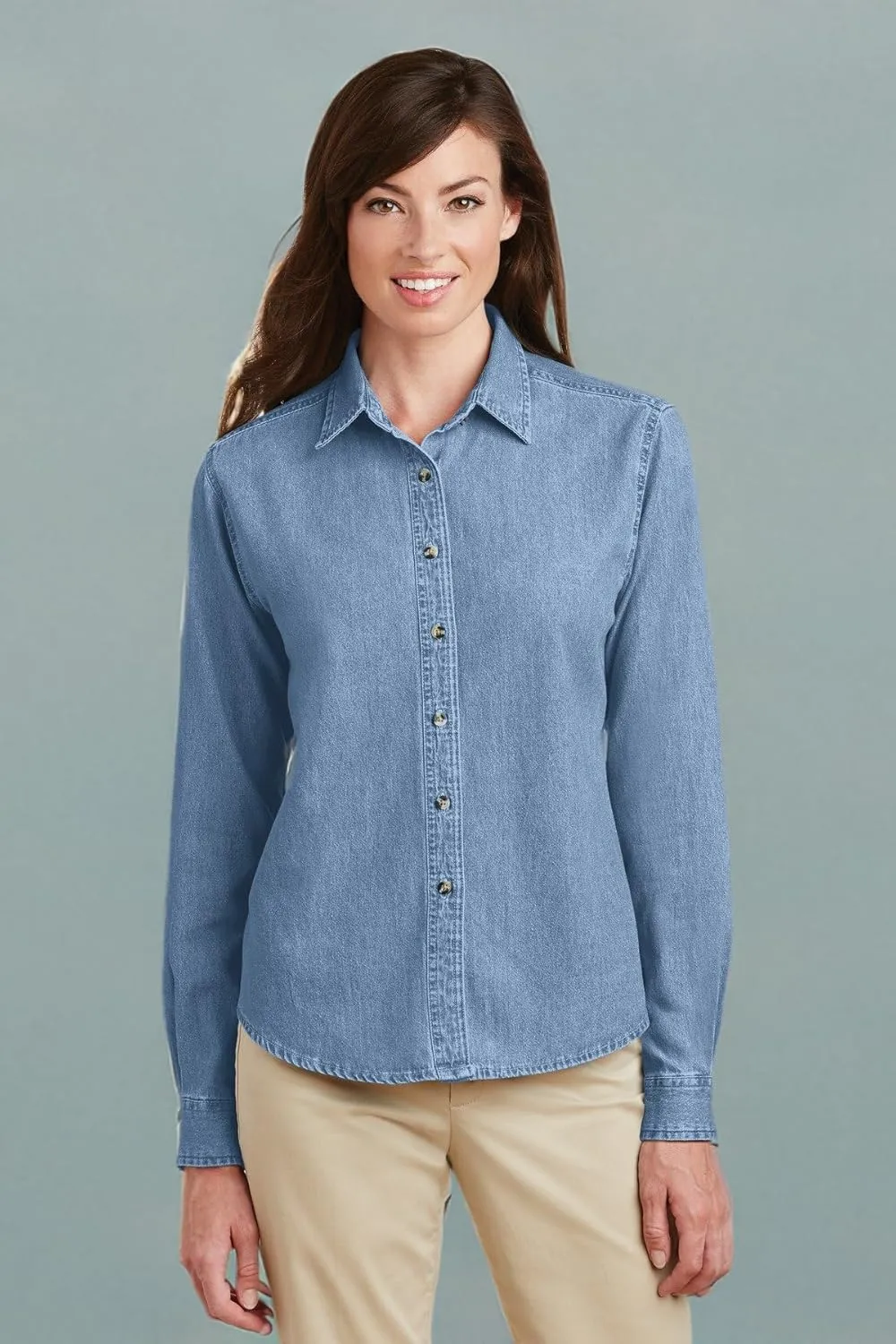 Port & Company Women's Long Sleeve Value Denim Shirt